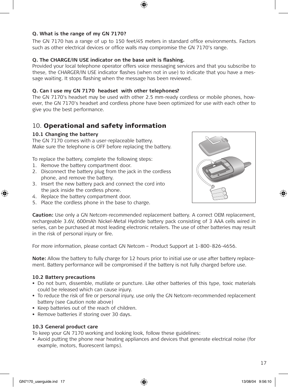 Operational and safety information | GN Netcom GN7170 User Manual | Page 17 / 18