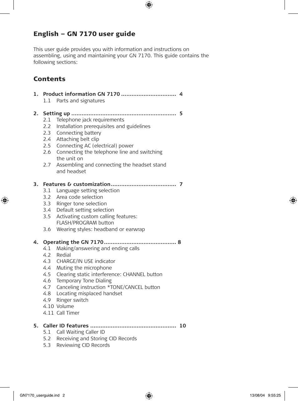 GN Netcom GN7170 User Manual | Page 2 / 18