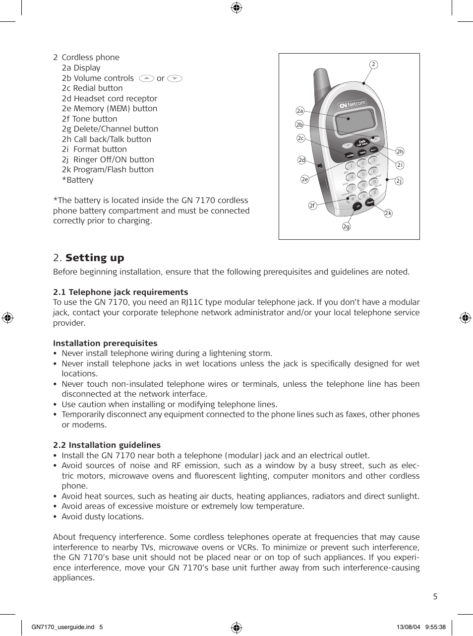 Setting up | GN Netcom GN7170 User Manual | Page 5 / 18