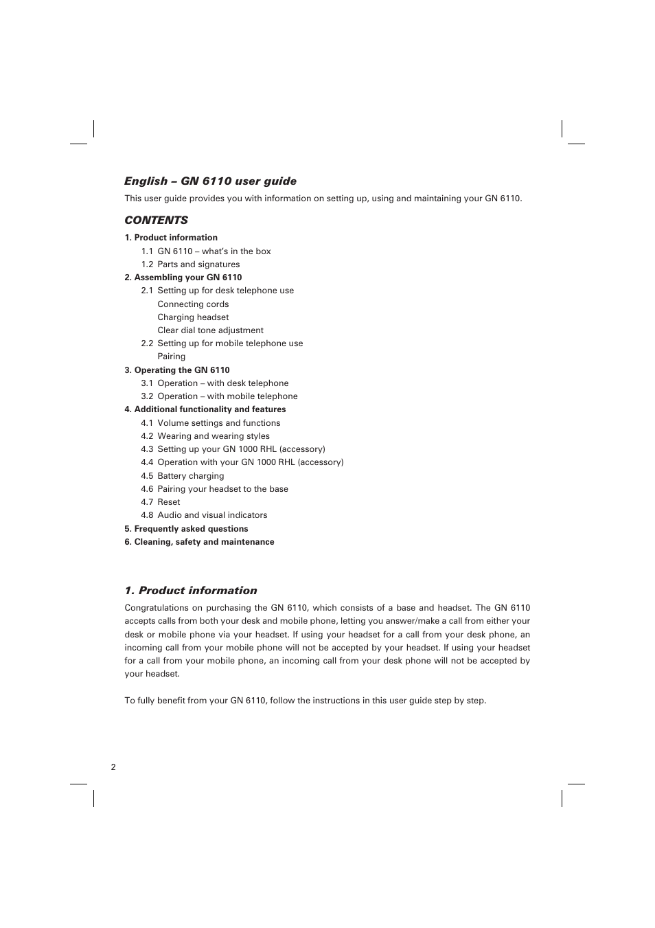 GN Netcom GN 6110 User Manual | 18 pages