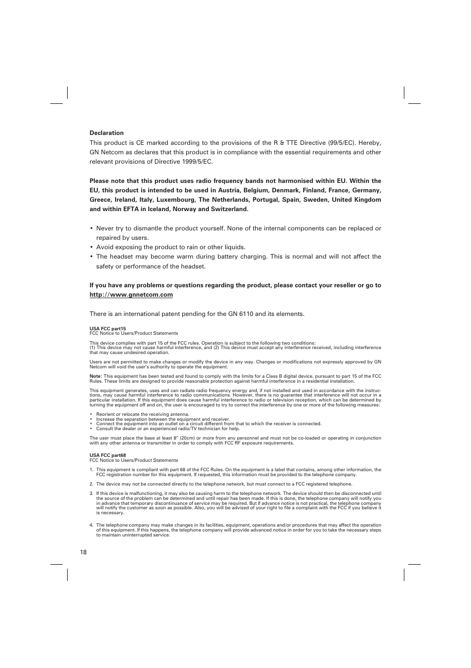 GN Netcom GN 6110 User Manual | Page 17 / 18
