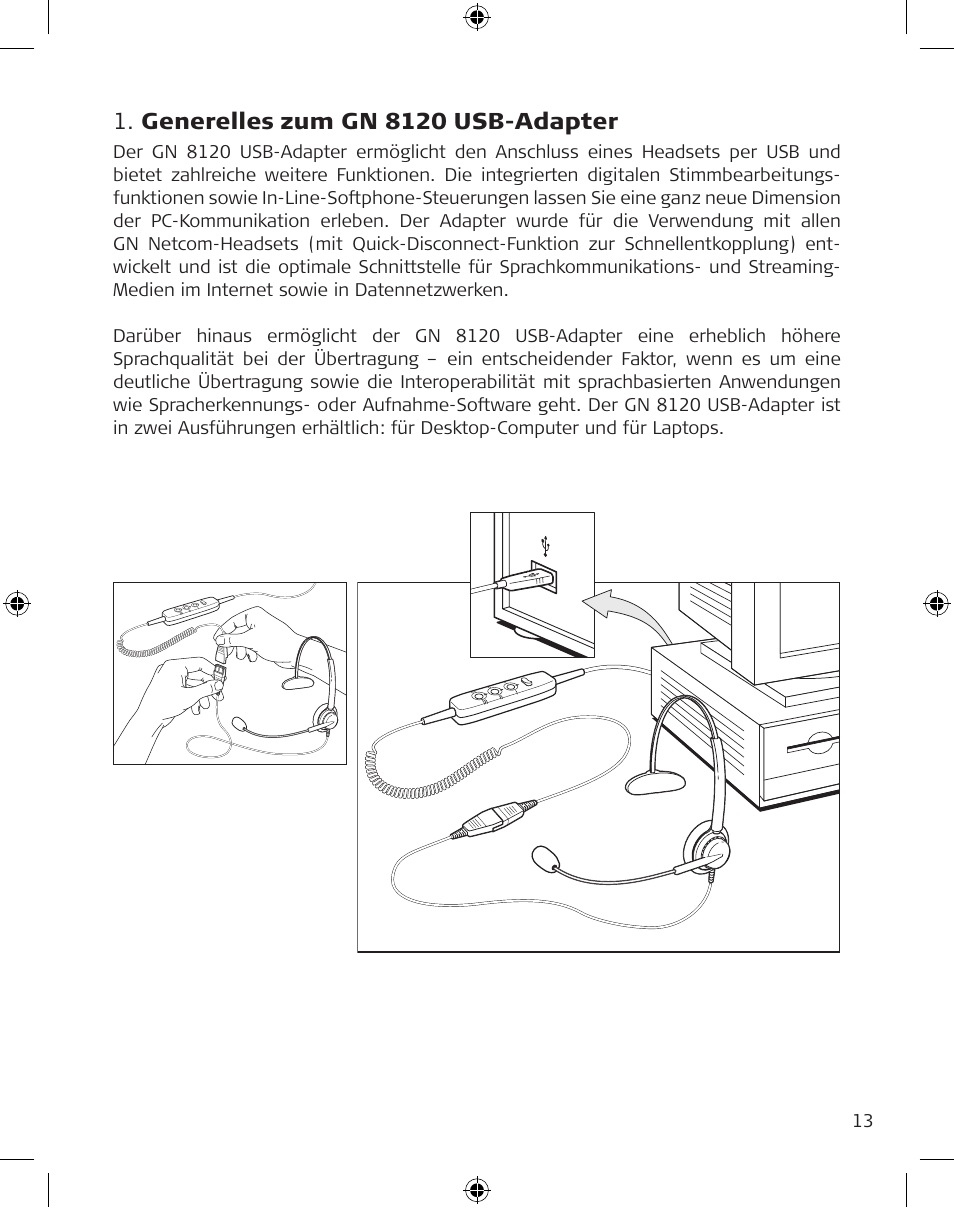 Generelles zum gn 8120 usb-adapter | GN Netcom GN 8120 User Manual | Page 13 / 103