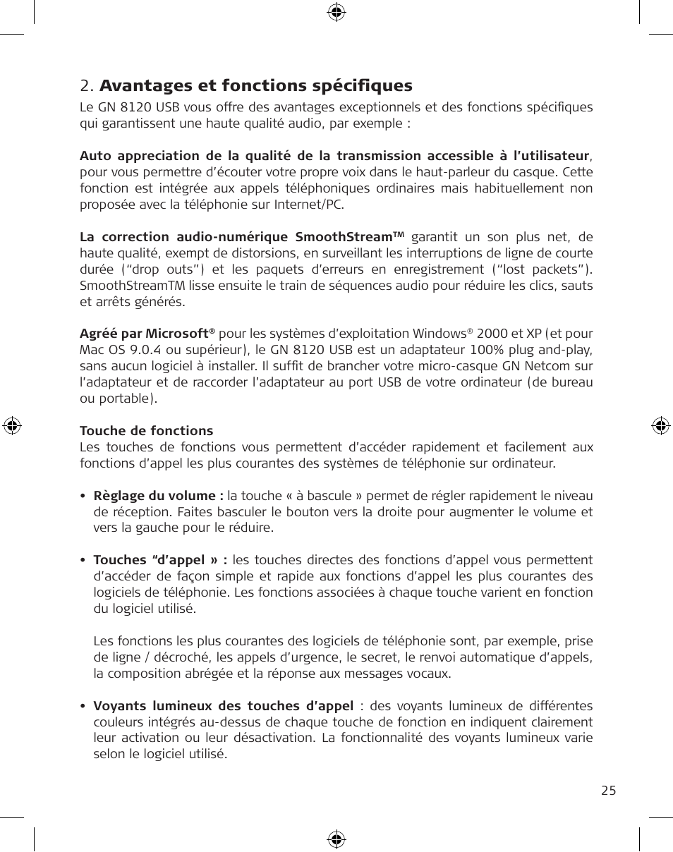 Avantages et fonctions spéciﬁques | GN Netcom GN 8120 User Manual | Page 25 / 103