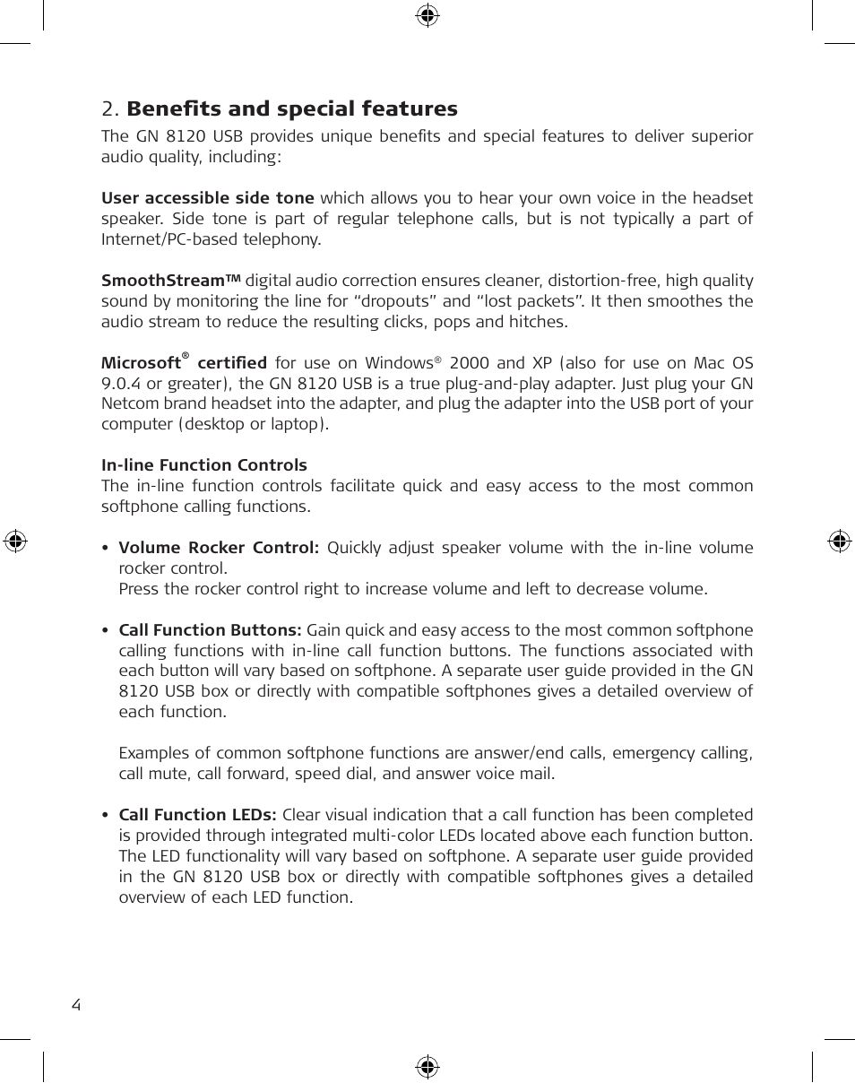 Beneﬁts and special features | GN Netcom GN 8120 User Manual | Page 4 / 103