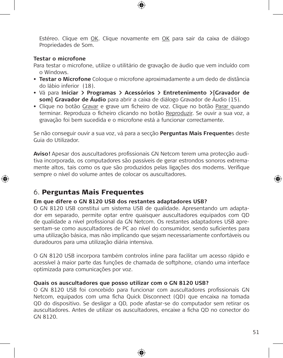 Perguntas mais frequentes | GN Netcom GN 8120 User Manual | Page 51 / 103