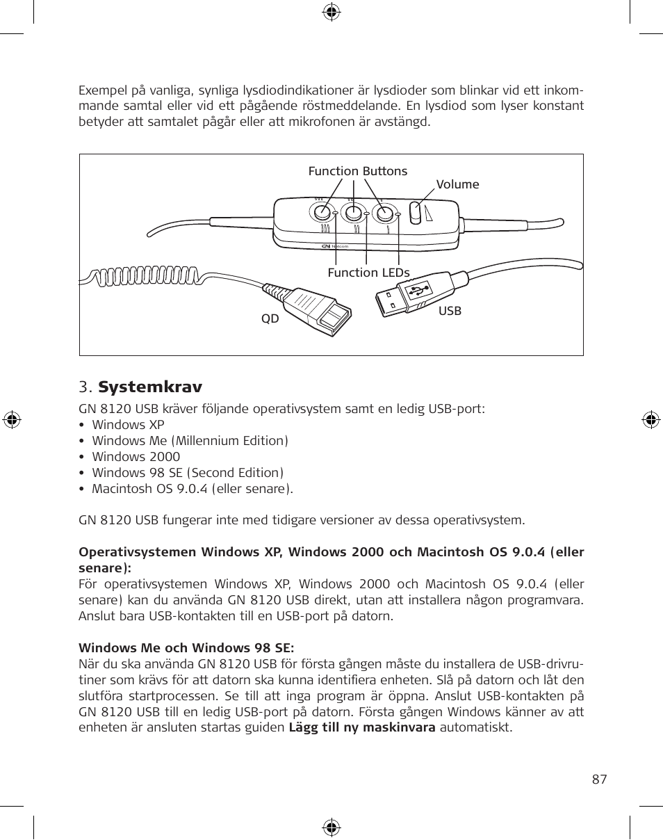 Systemkrav | GN Netcom GN 8120 User Manual | Page 87 / 103