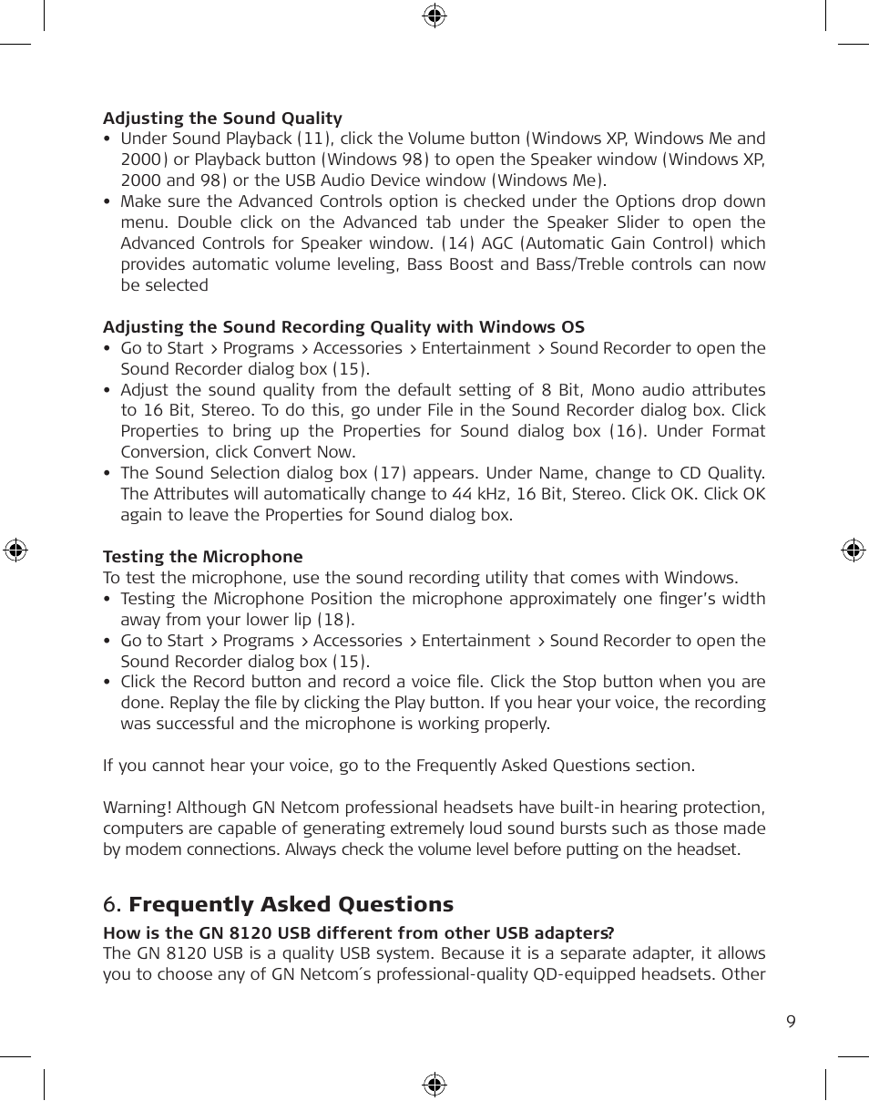 Frequently asked questions | GN Netcom GN 8120 User Manual | Page 9 / 103