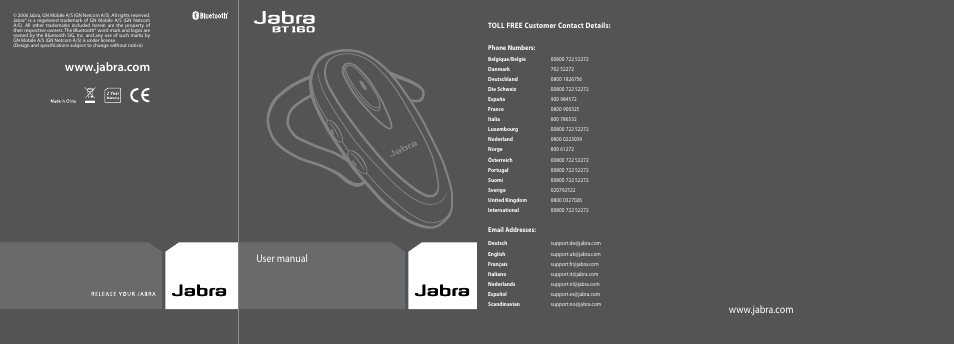 GN Netcom Jabra BT160 User Manual | 63 pages