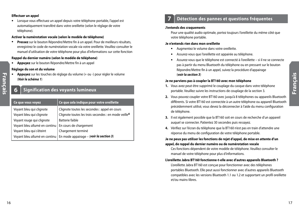 Fr an ça is | GN Netcom Jabra BT160 User Manual | Page 11 / 63