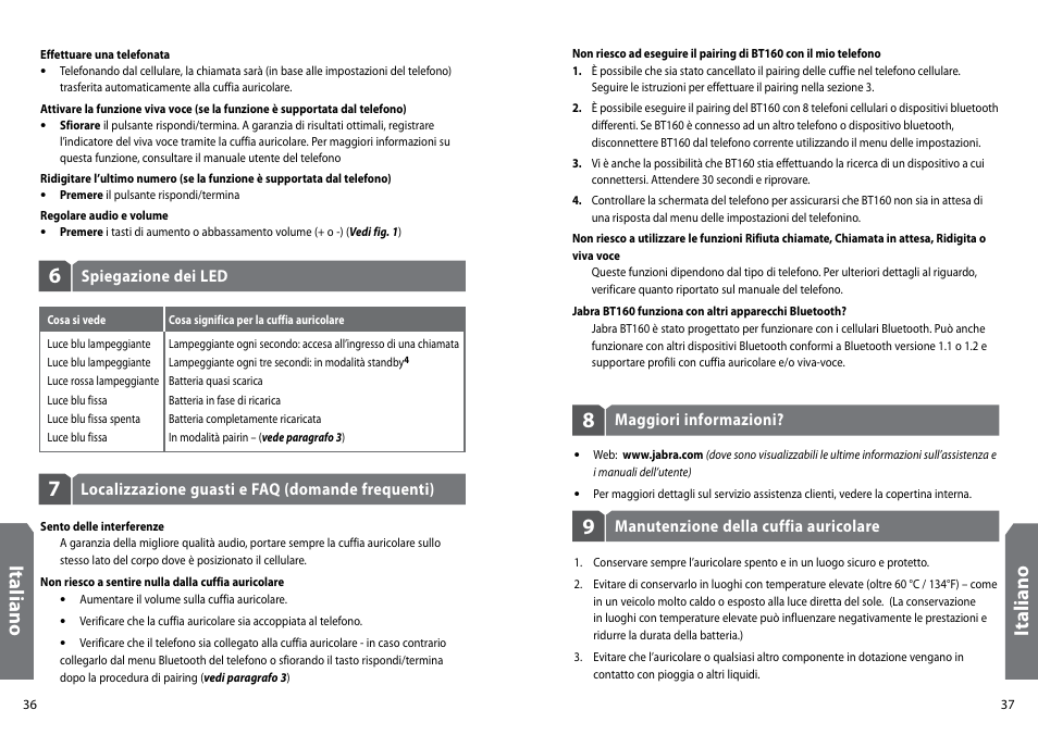 Ita lia no, It al ia no | GN Netcom Jabra BT160 User Manual | Page 21 / 63