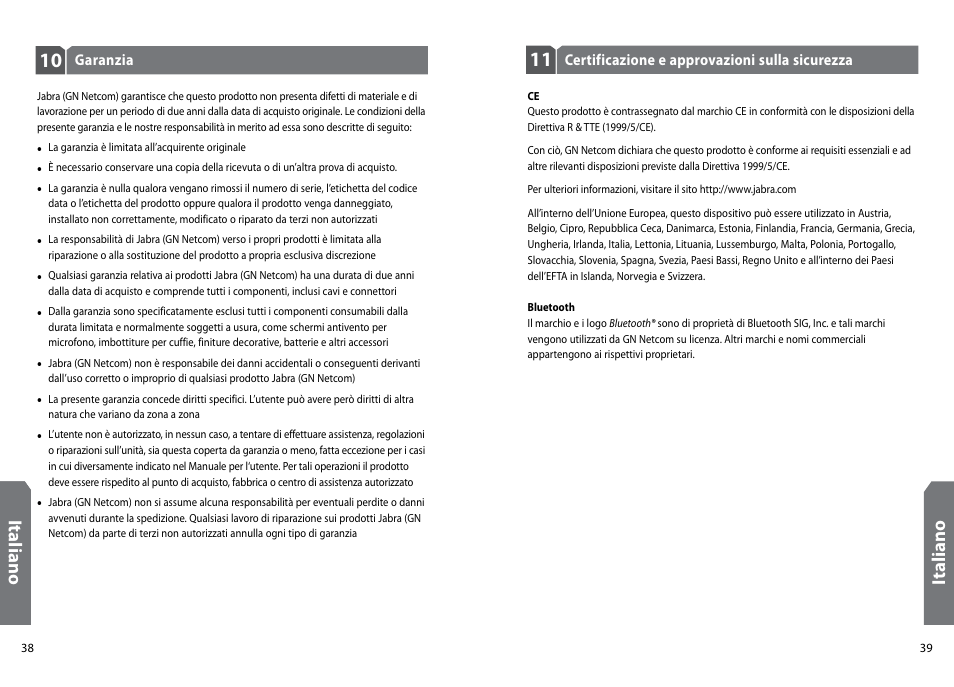 Ita lia no, It al ia no | GN Netcom Jabra BT160 User Manual | Page 22 / 63