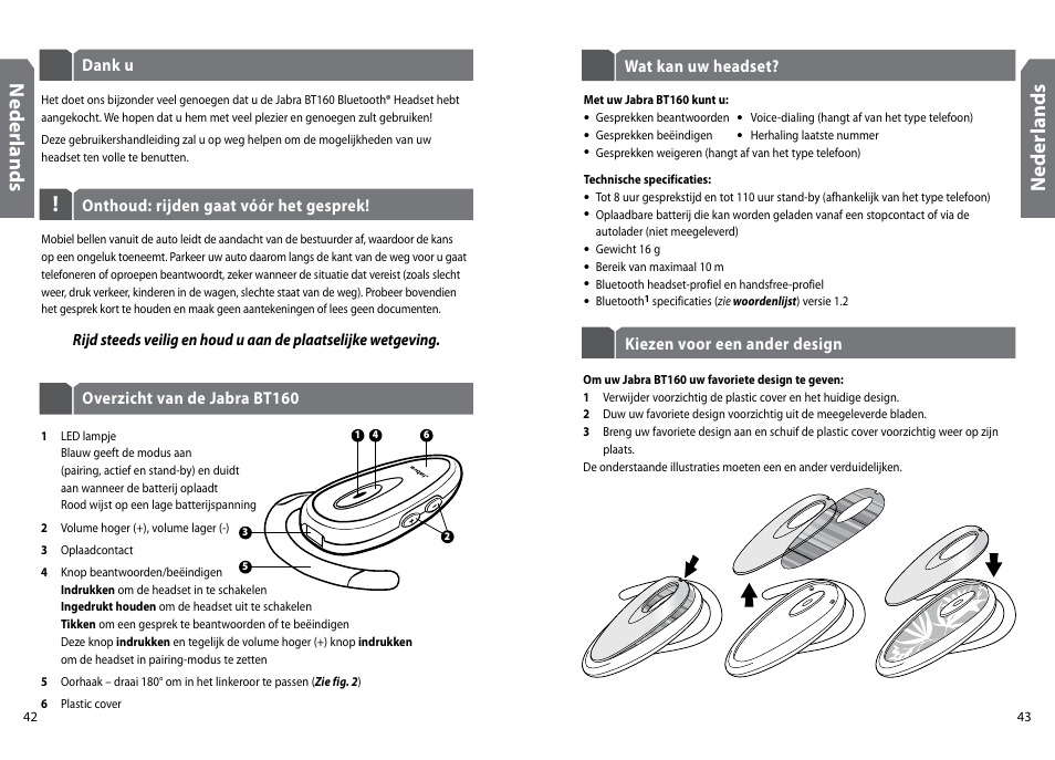 Ned er la nd s | GN Netcom Jabra BT160 User Manual | Page 24 / 63