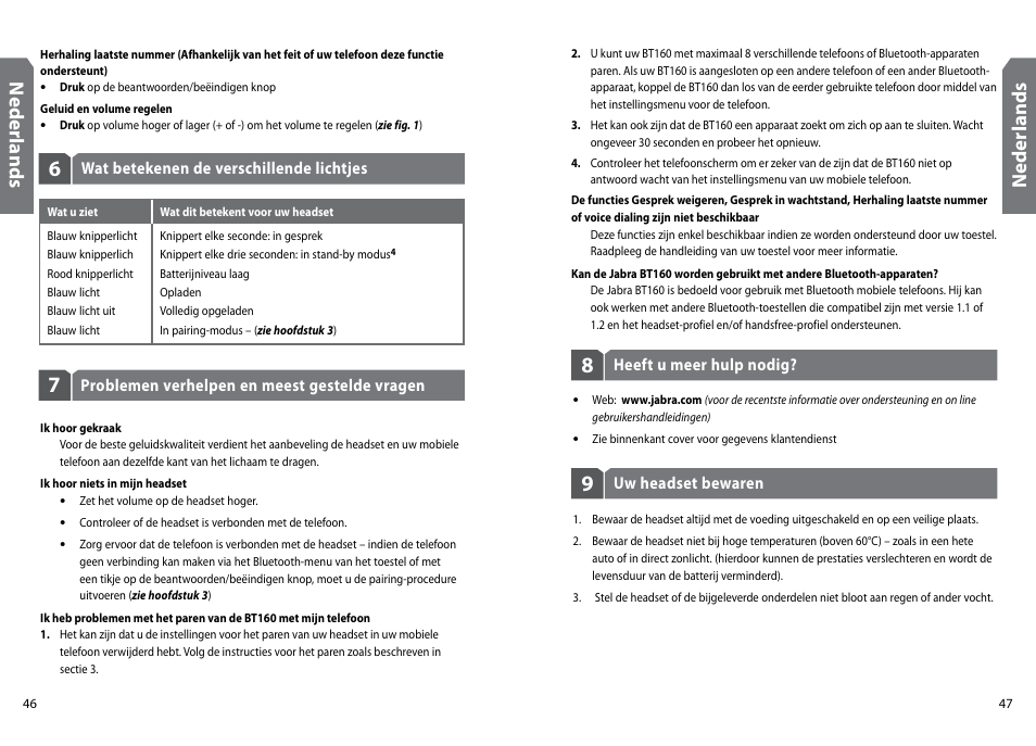 Ned er la nd s | GN Netcom Jabra BT160 User Manual | Page 26 / 63