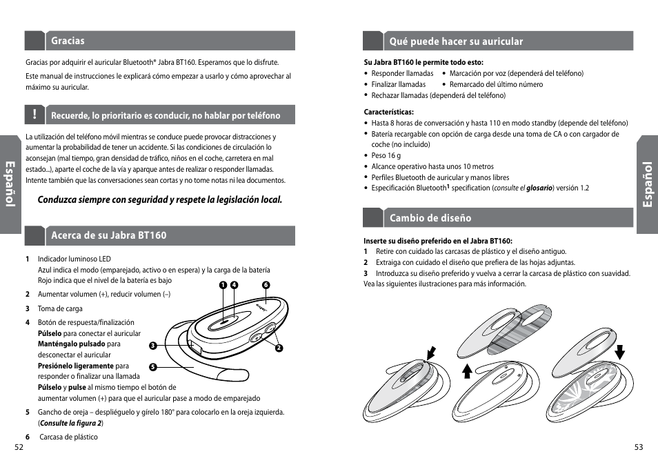 Es pa ño l | GN Netcom Jabra BT160 User Manual | Page 29 / 63