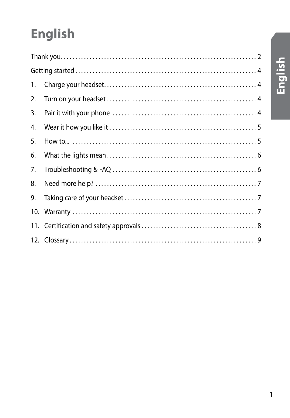 English, En gl is h | GN Netcom Jabra BT160 User Manual | Page 3 / 63