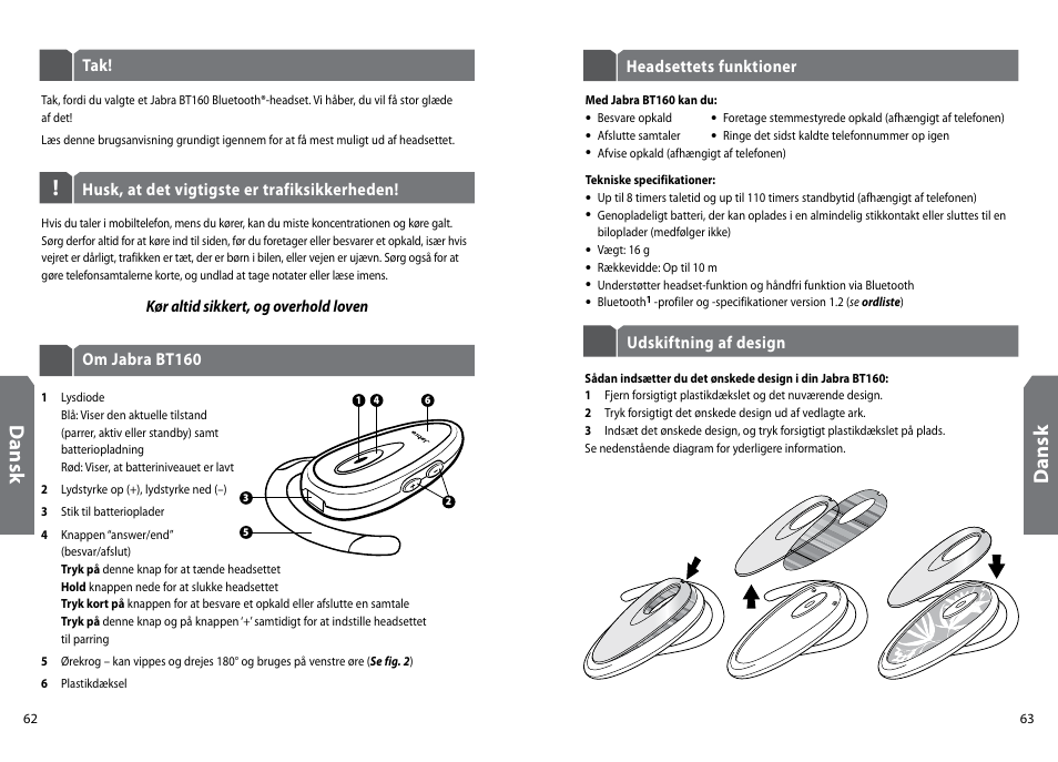 Dan sk | GN Netcom Jabra BT160 User Manual | Page 34 / 63