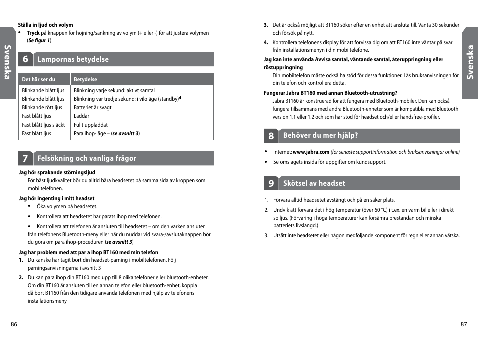Sv en sk a | GN Netcom Jabra BT160 User Manual | Page 46 / 63