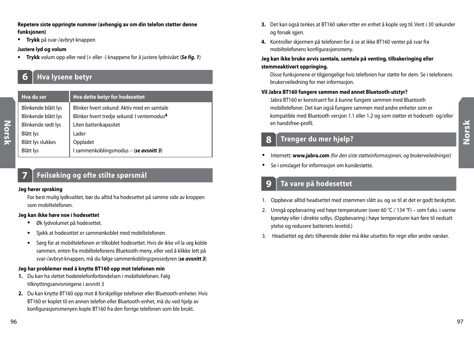 Nor sk | GN Netcom Jabra BT160 User Manual | Page 51 / 63