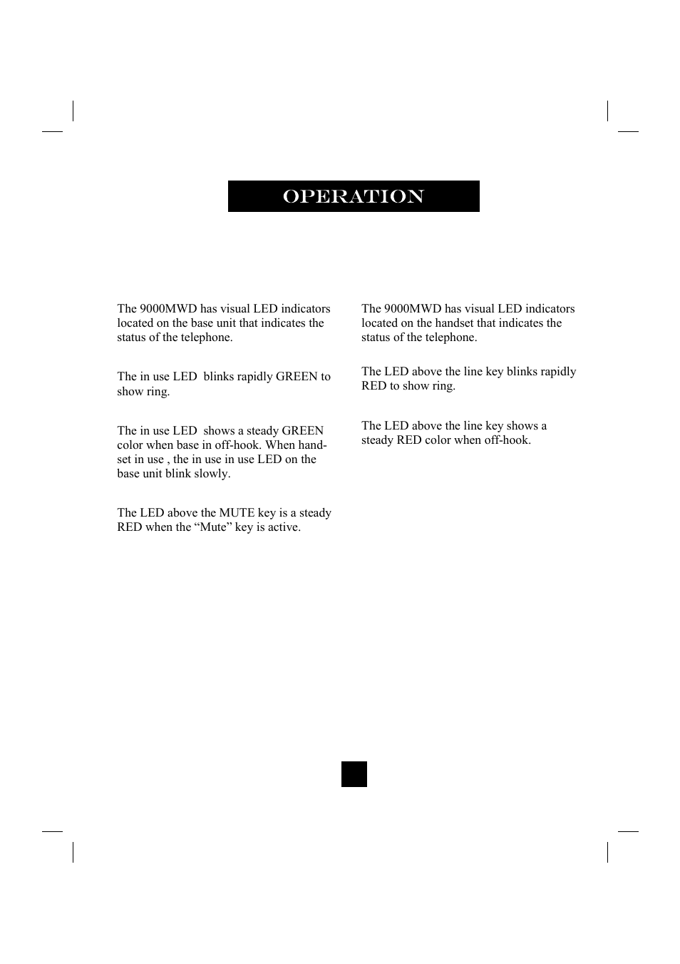 Line status indicators (base unit), Line status indicators (handset unit) | GN Netcom 9000MWD User Manual | Page 29 / 35