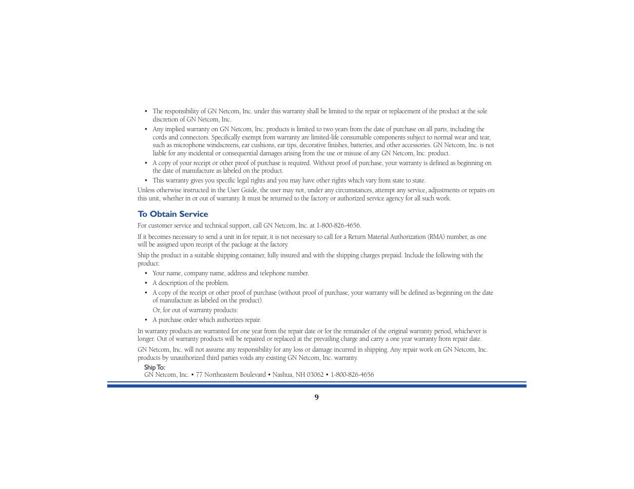 GN Netcom STRATUS ULTRA-G User Manual | Page 11 / 12