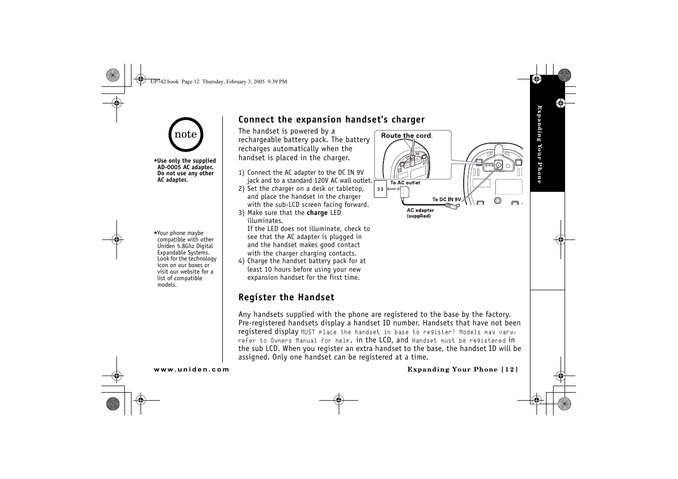 Connect the expansion handset's charger, Register the handset | GN Netcom ELT 560 User Manual | Page 13 / 72