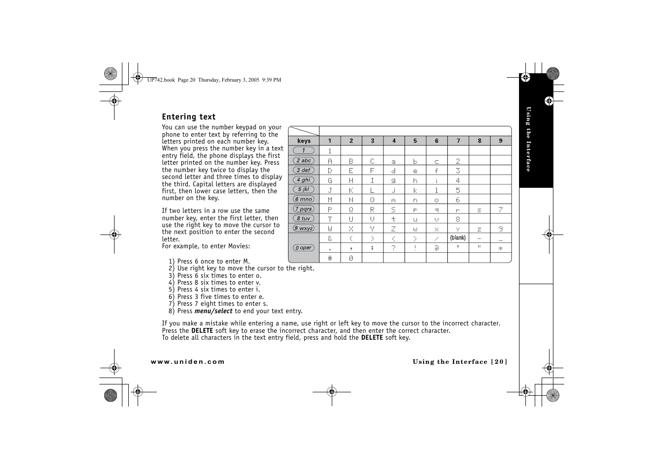 Entering text | GN Netcom ELT 560 User Manual | Page 21 / 72