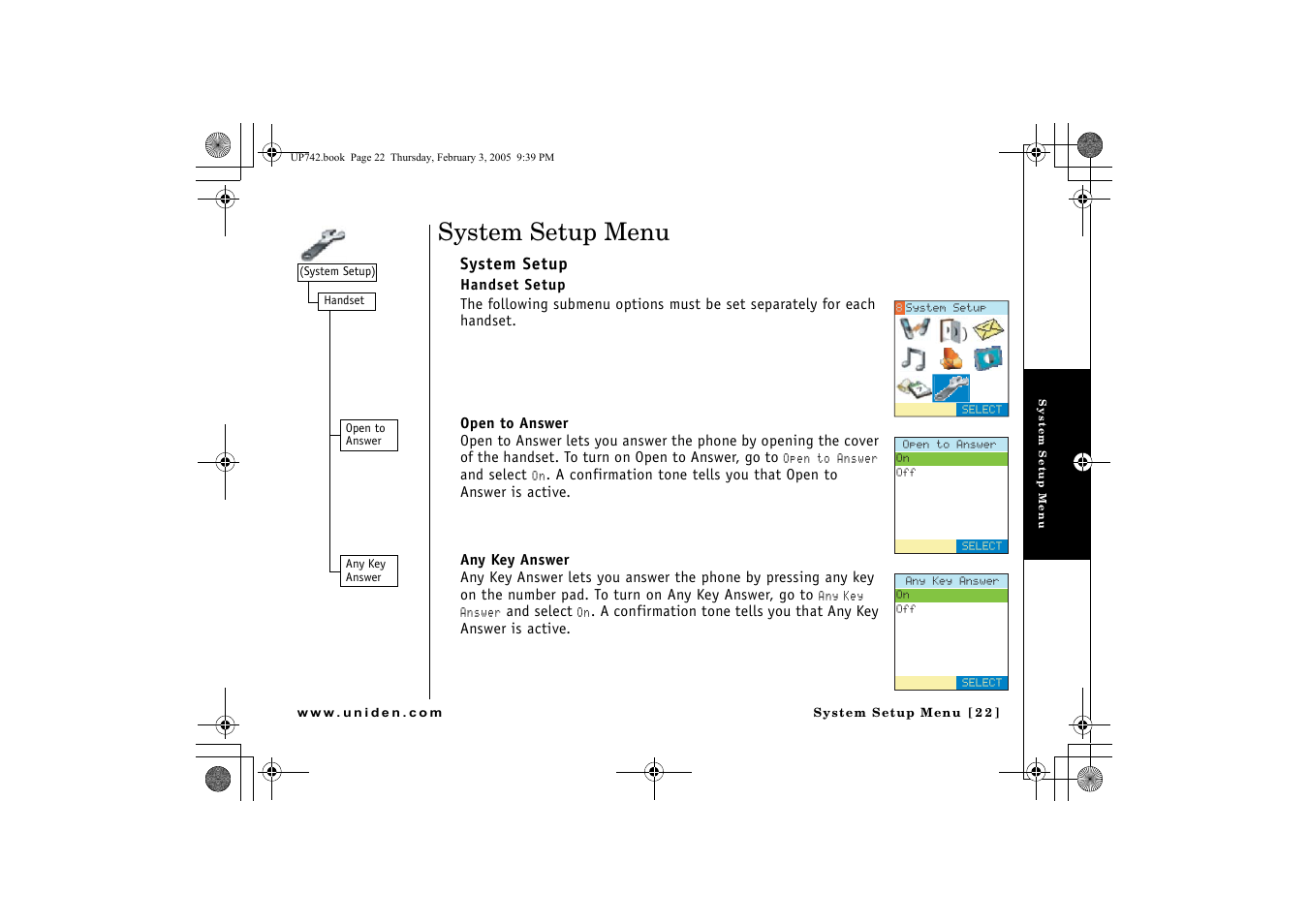 System setup menu, System setup | GN Netcom ELT 560 User Manual | Page 23 / 72