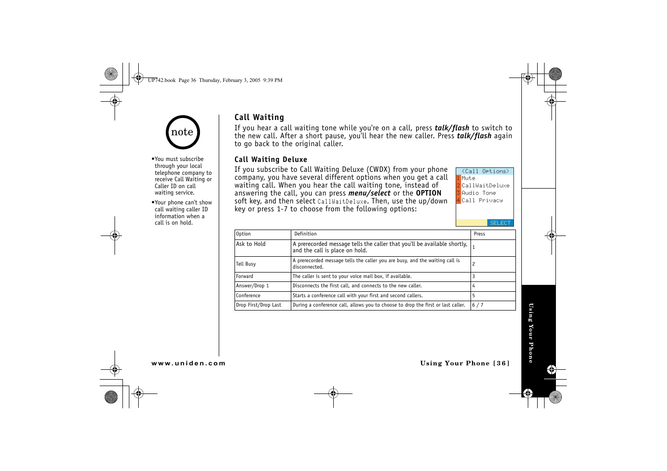 Call waiting | GN Netcom ELT 560 User Manual | Page 37 / 72