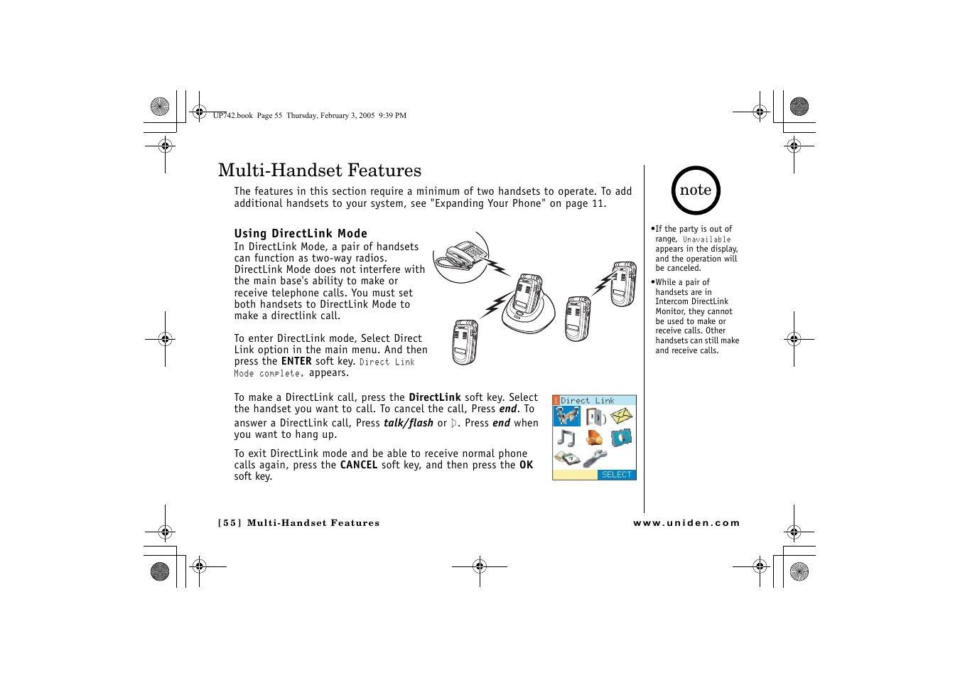 Multi-handset features, Using directlink mode | GN Netcom ELT 560 User Manual | Page 56 / 72