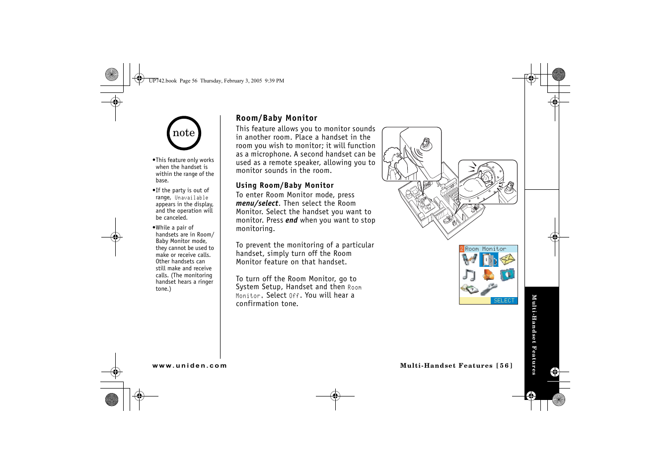 Room/baby monitor | GN Netcom ELT 560 User Manual | Page 57 / 72