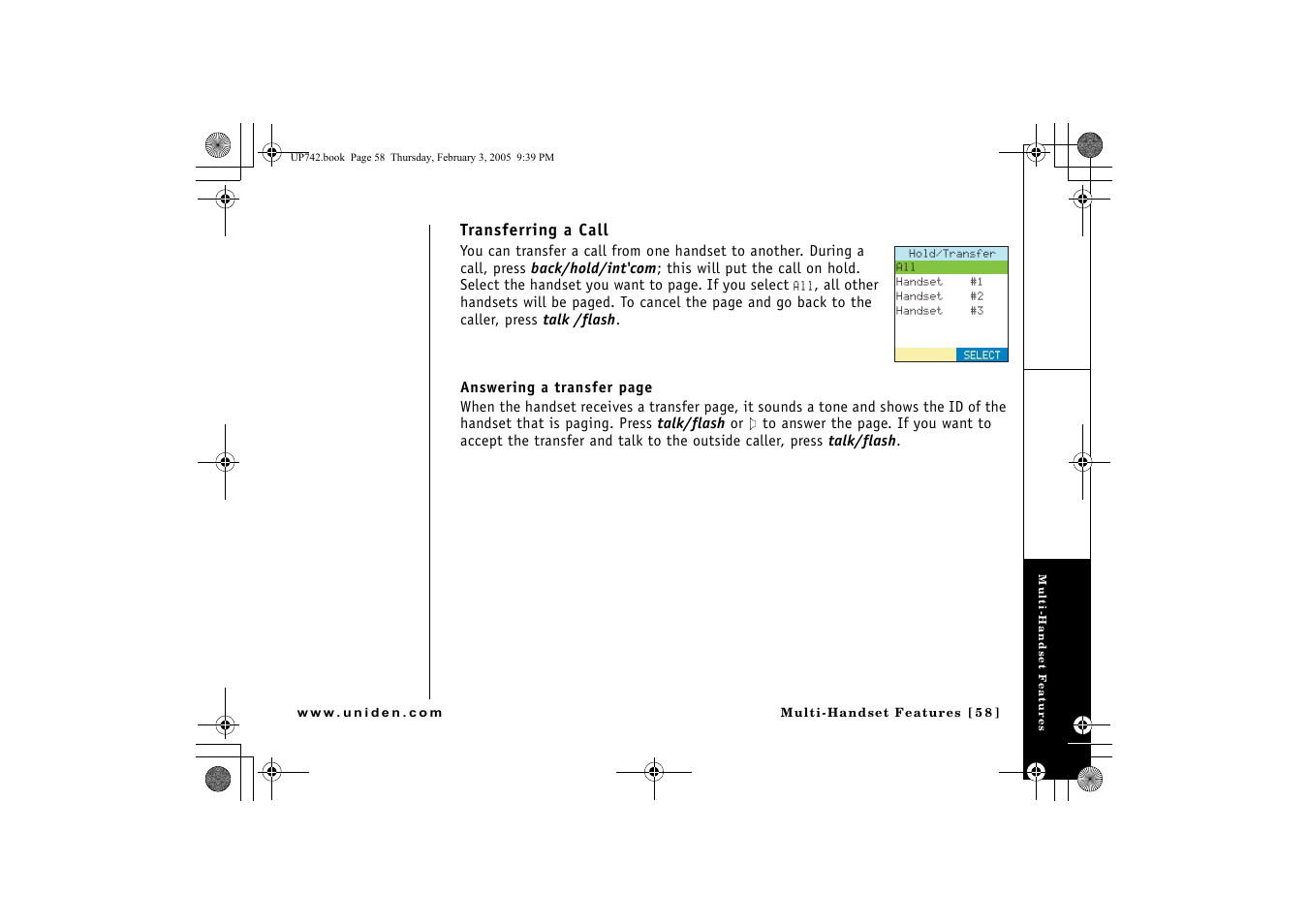 Transferring a call | GN Netcom ELT 560 User Manual | Page 59 / 72