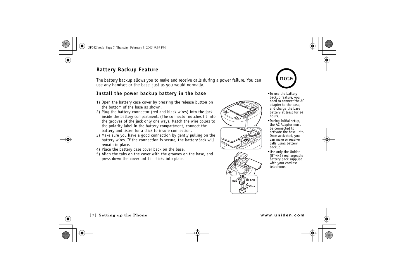 Battery backup feature | GN Netcom ELT 560 User Manual | Page 8 / 72