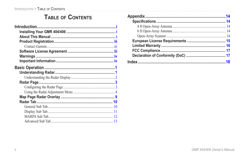 Garmin GMR 404 User Manual | Page 4 / 26