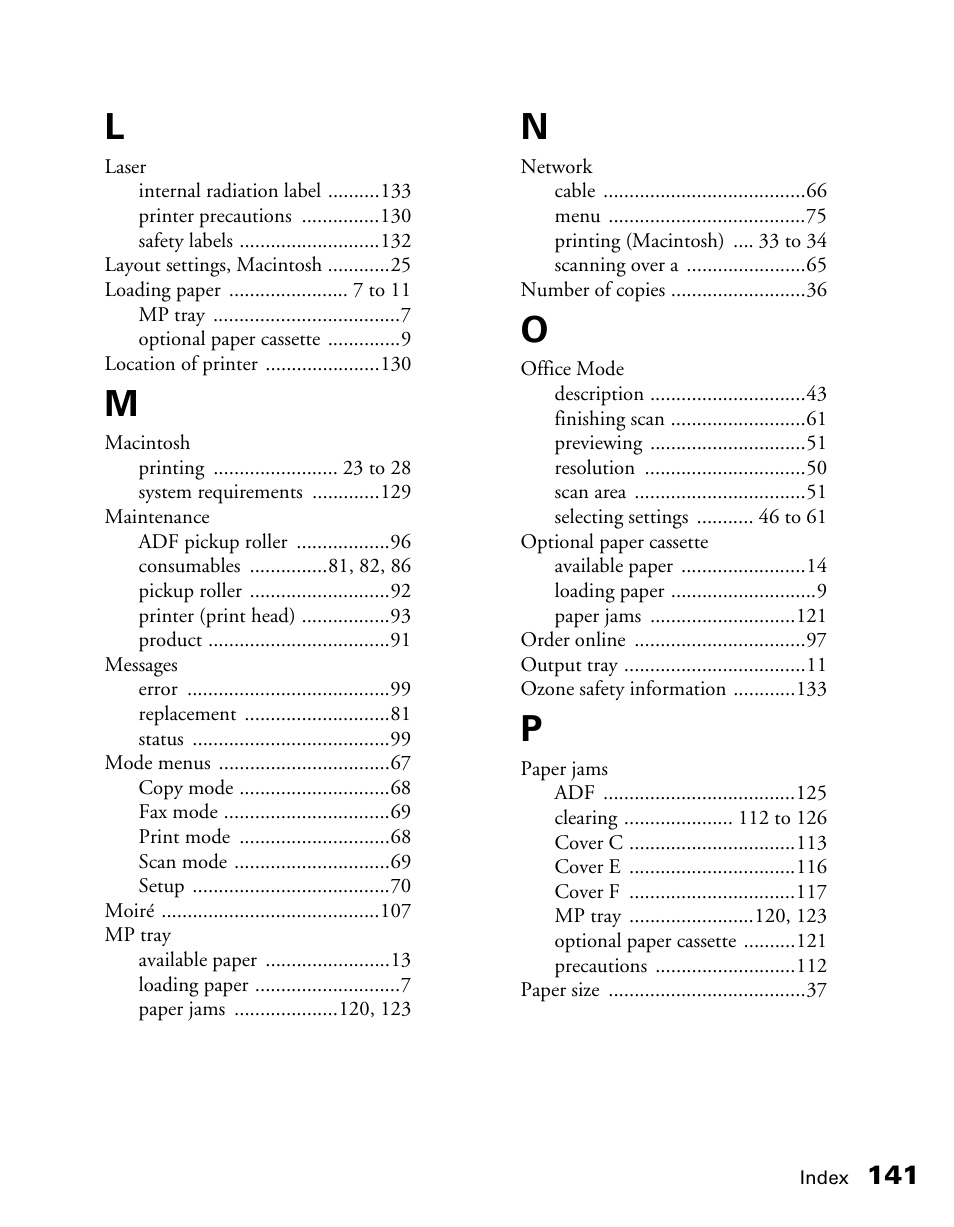 Epson CX11NF User Manual | Page 141 / 144