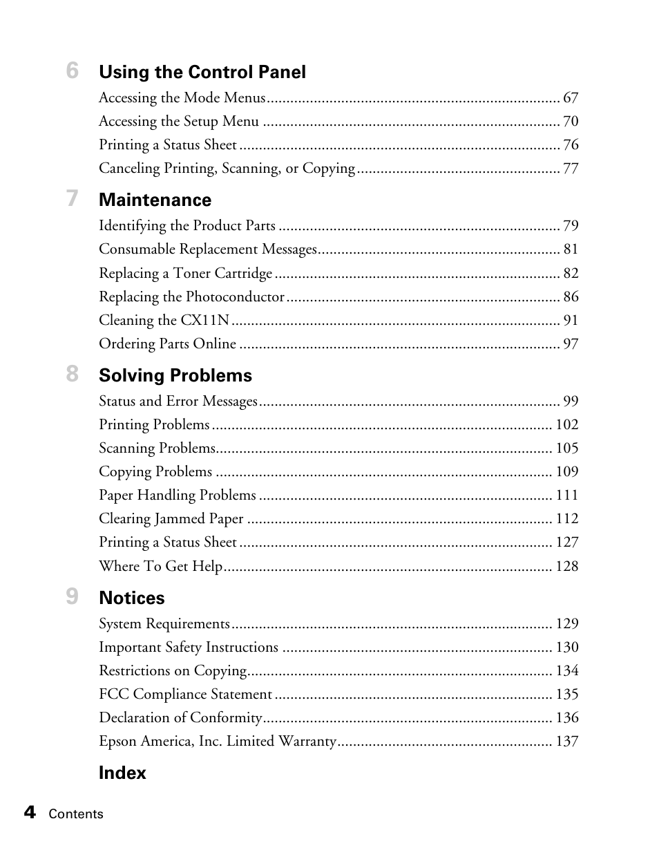 Epson CX11NF User Manual | Page 4 / 144