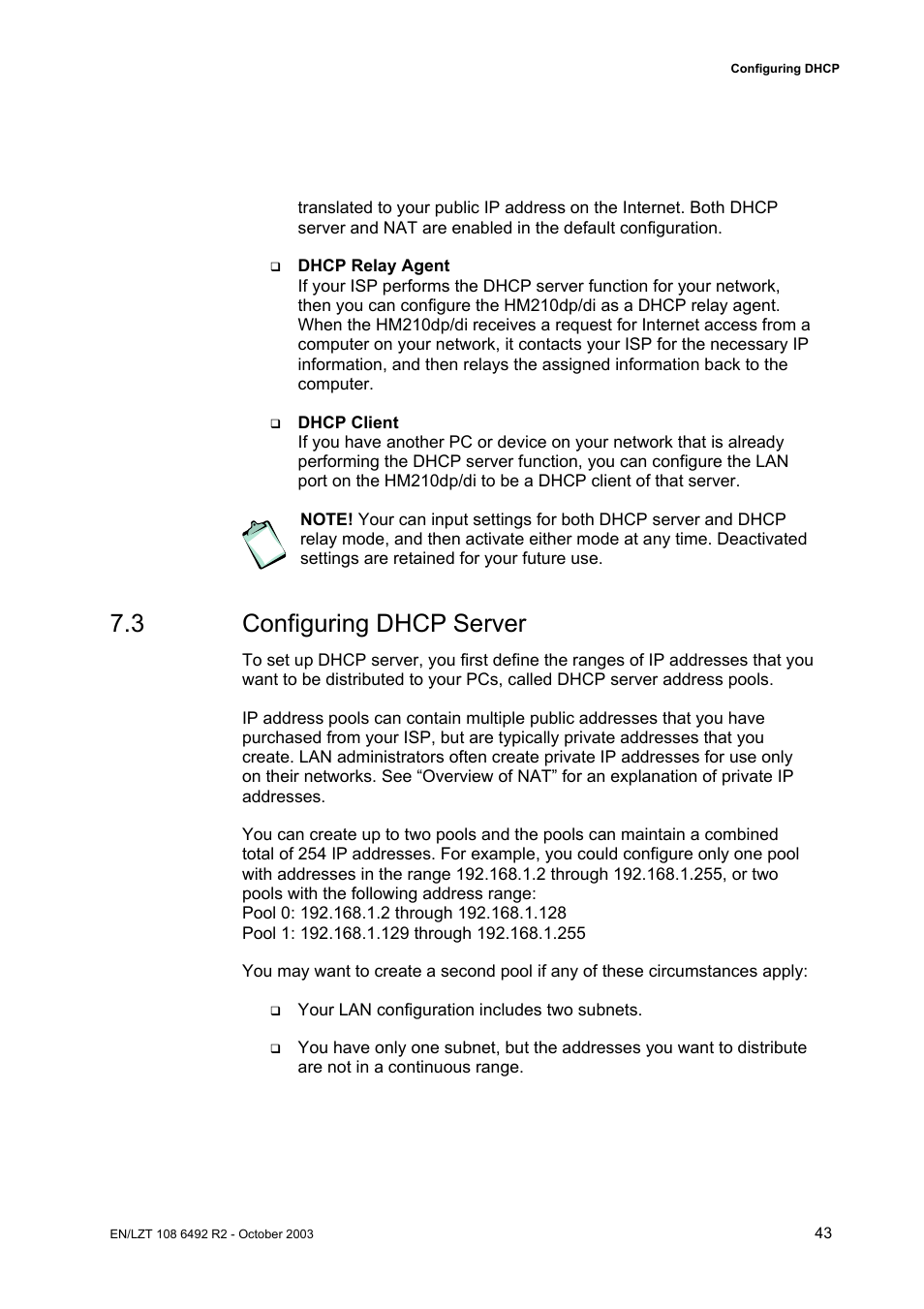 3 configuring dhcp server | Garmin HM210DP/DI User Manual | Page 51 / 135