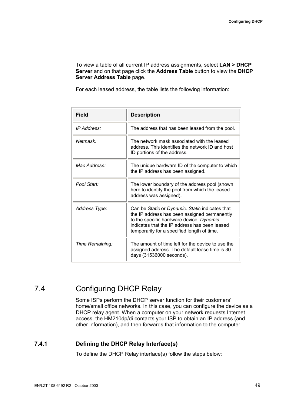 4 configuring dhcp relay | Garmin HM210DP/DI User Manual | Page 57 / 135