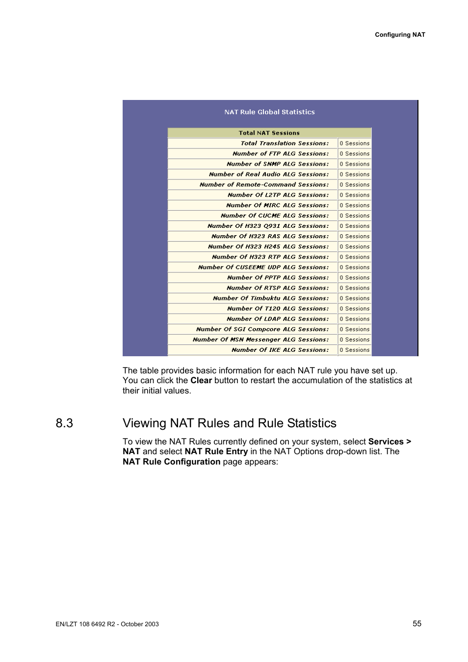 3 viewing nat rules and rule statistics | Garmin HM210DP/DI User Manual | Page 63 / 135