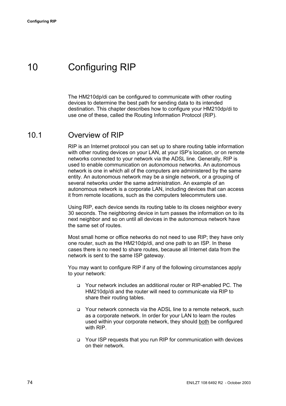 10 configuring rip, 1 overview of rip | Garmin HM210DP/DI User Manual | Page 82 / 135