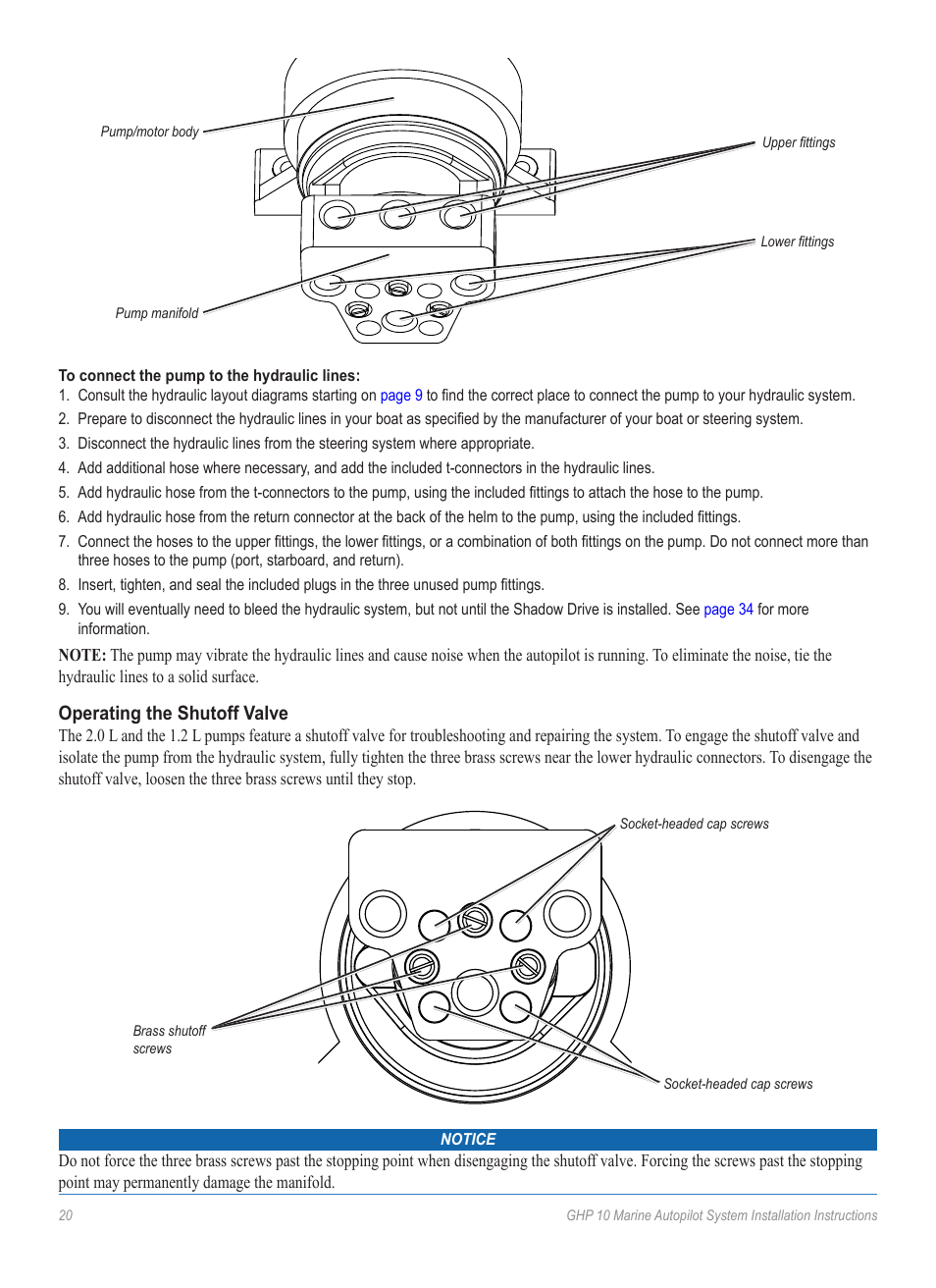 Operating the shutoff valve | Garmin GHP 10 User Manual | Page 20 / 48