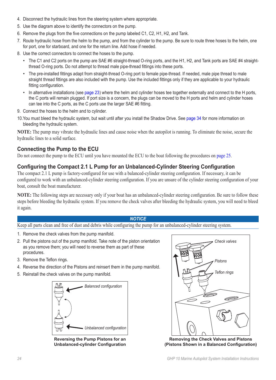 Connecting the pump to the ecu, Es on | Garmin GHP 10 User Manual | Page 24 / 48