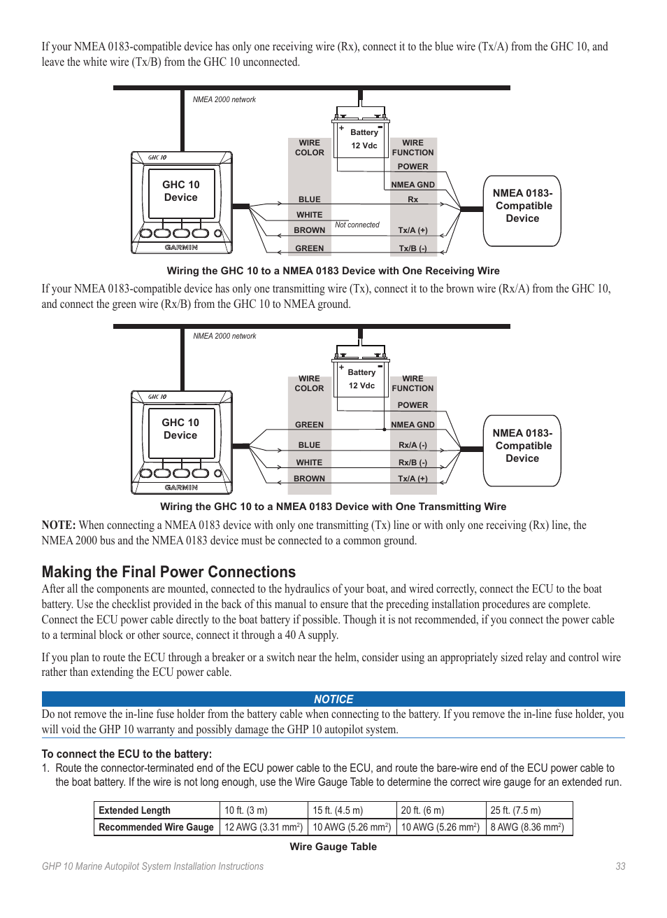 Making the final power connections | Garmin GHP 10 User Manual | Page 33 / 48