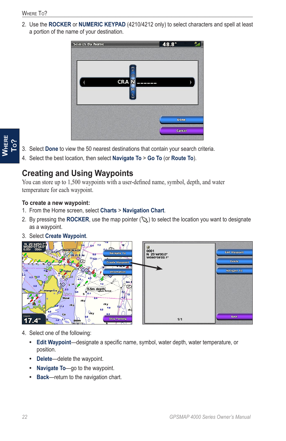 Creating and using waypoints | Garmin GPSMAP 4000 User Manual | Page 26 / 74