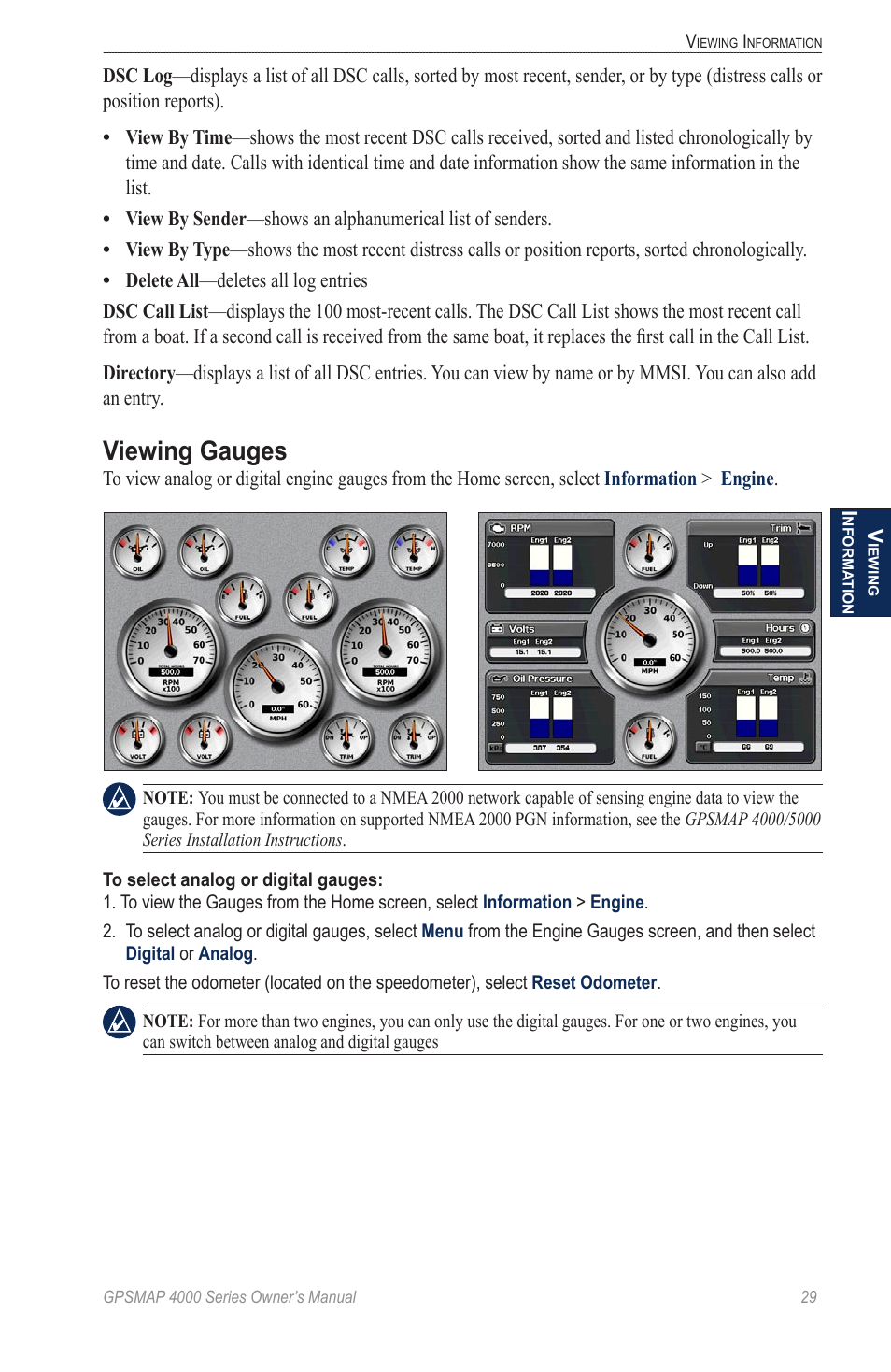 Viewing gauges | Garmin GPSMAP 4000 User Manual | Page 33 / 74