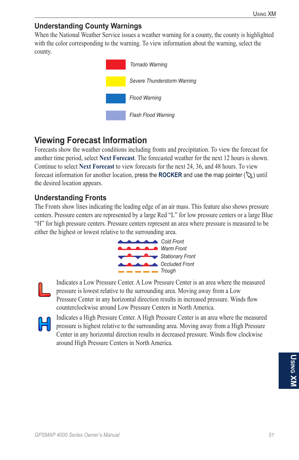 Viewing forecast information | Garmin GPSMAP 4000 User Manual | Page 55 / 74