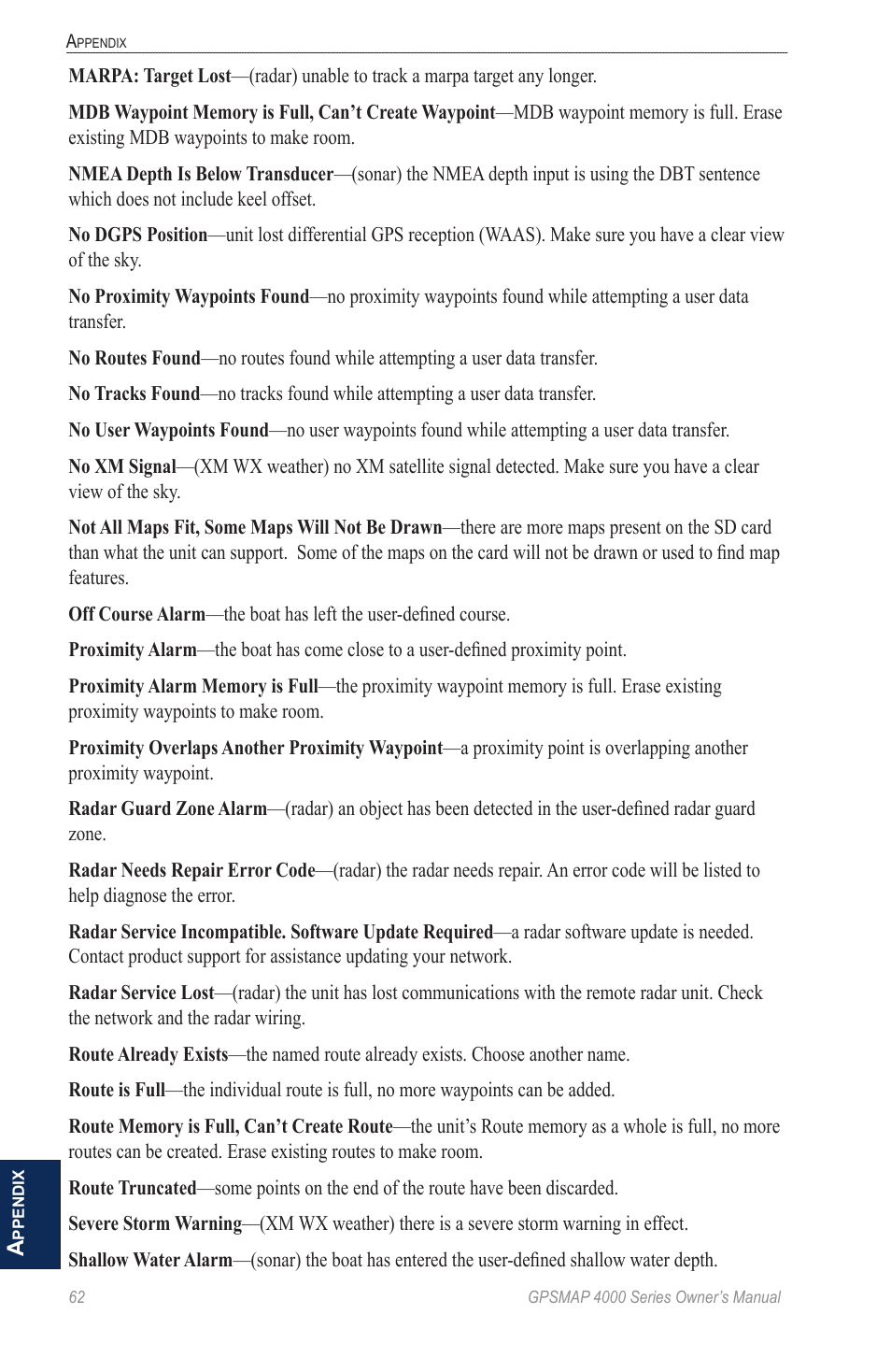 Garmin GPSMAP 4000 User Manual | Page 66 / 74
