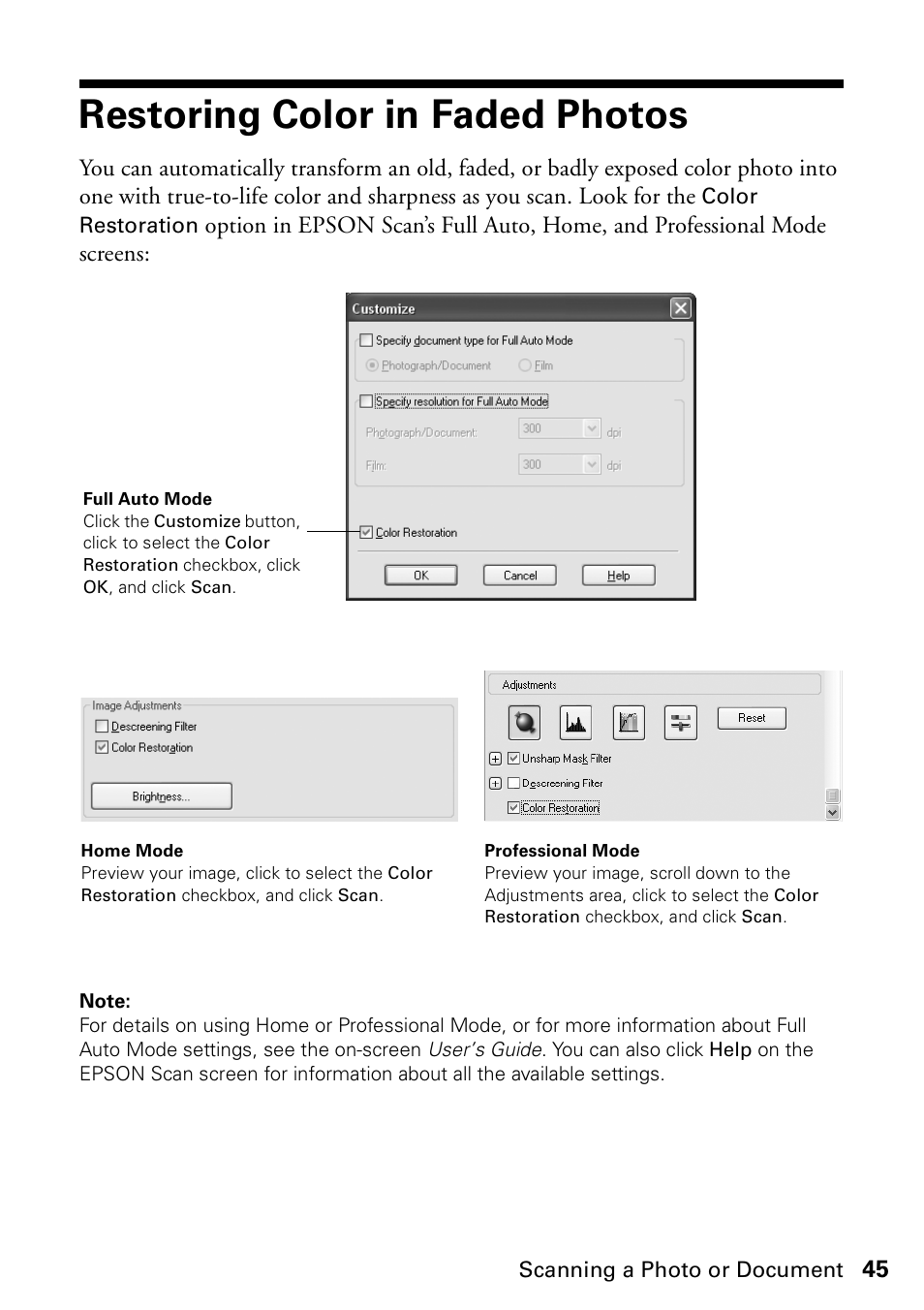 Restoring color in faded photos | Garmin STYLUS CX5800F User Manual | Page 45 / 72