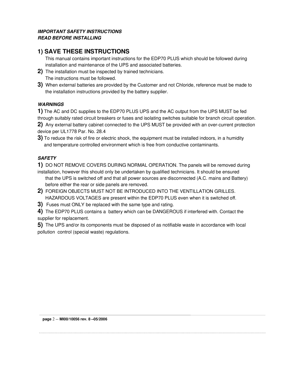 ETL EDP70 User Manual | Page 2 / 67