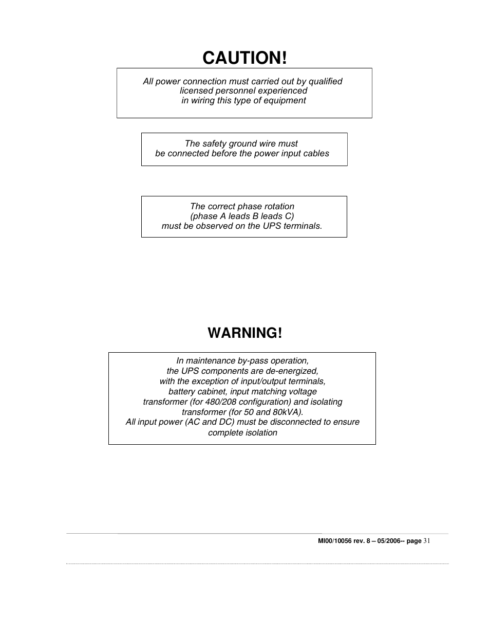 Caution, Warning | ETL EDP70 User Manual | Page 31 / 67