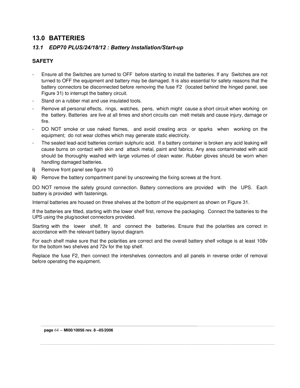 0 batteries | ETL EDP70 User Manual | Page 64 / 67